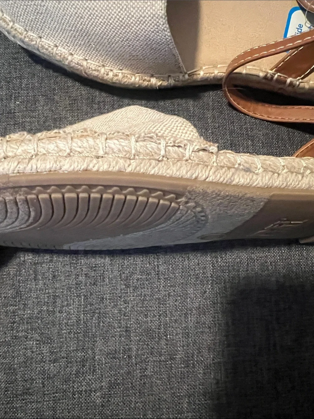 Time and Tru Beige and Tan Espadrille Sandals with Ankle Strap
